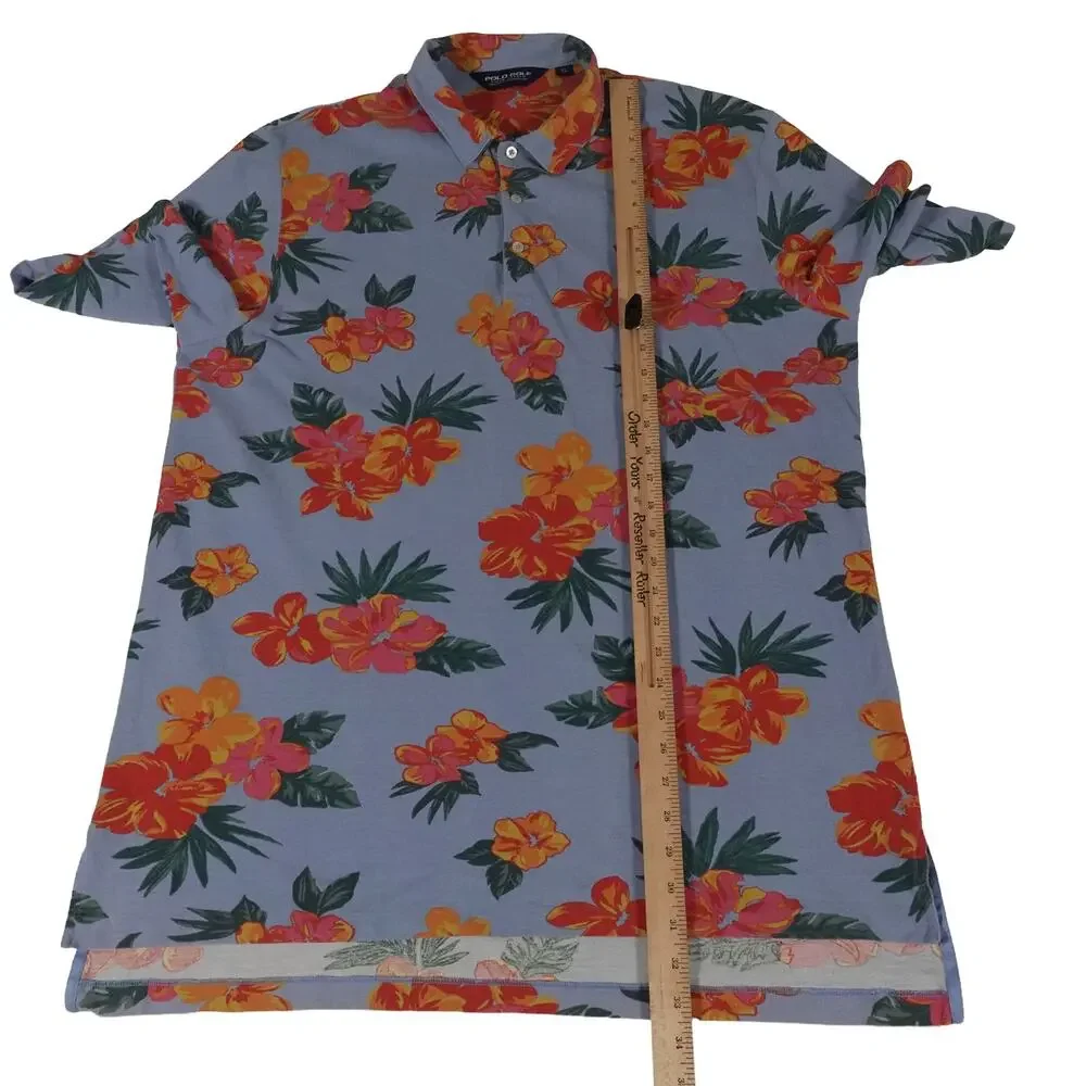 Ralph Lauren Vintage Floral Hawaiian Pima Cotton Golf Polo Shirt Men's XL